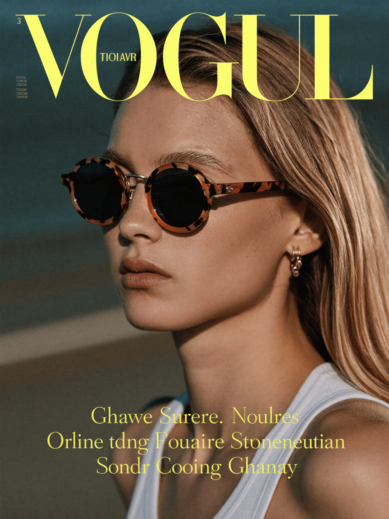 Model wearing classic round gold sunglasses
