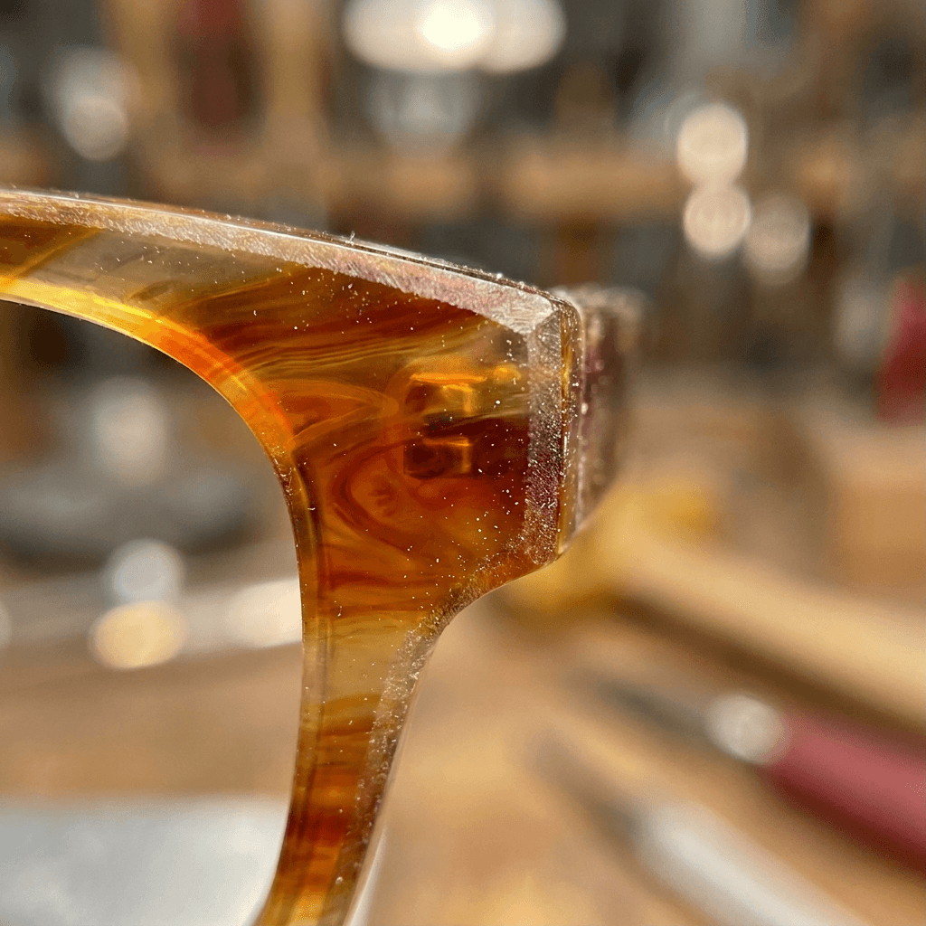 Close-up of acetate eyewear material texture